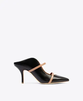 Maureen 70 Black & Blush Leather Mules