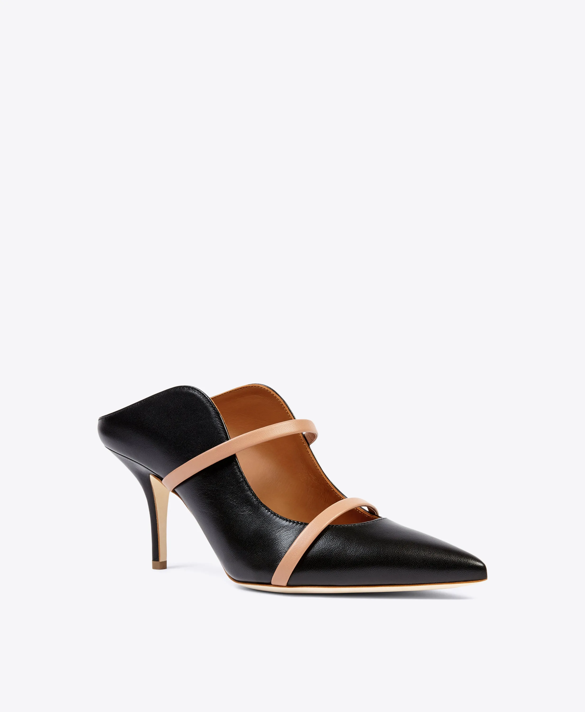 Maureen 70 Black & Blush Leather Mules