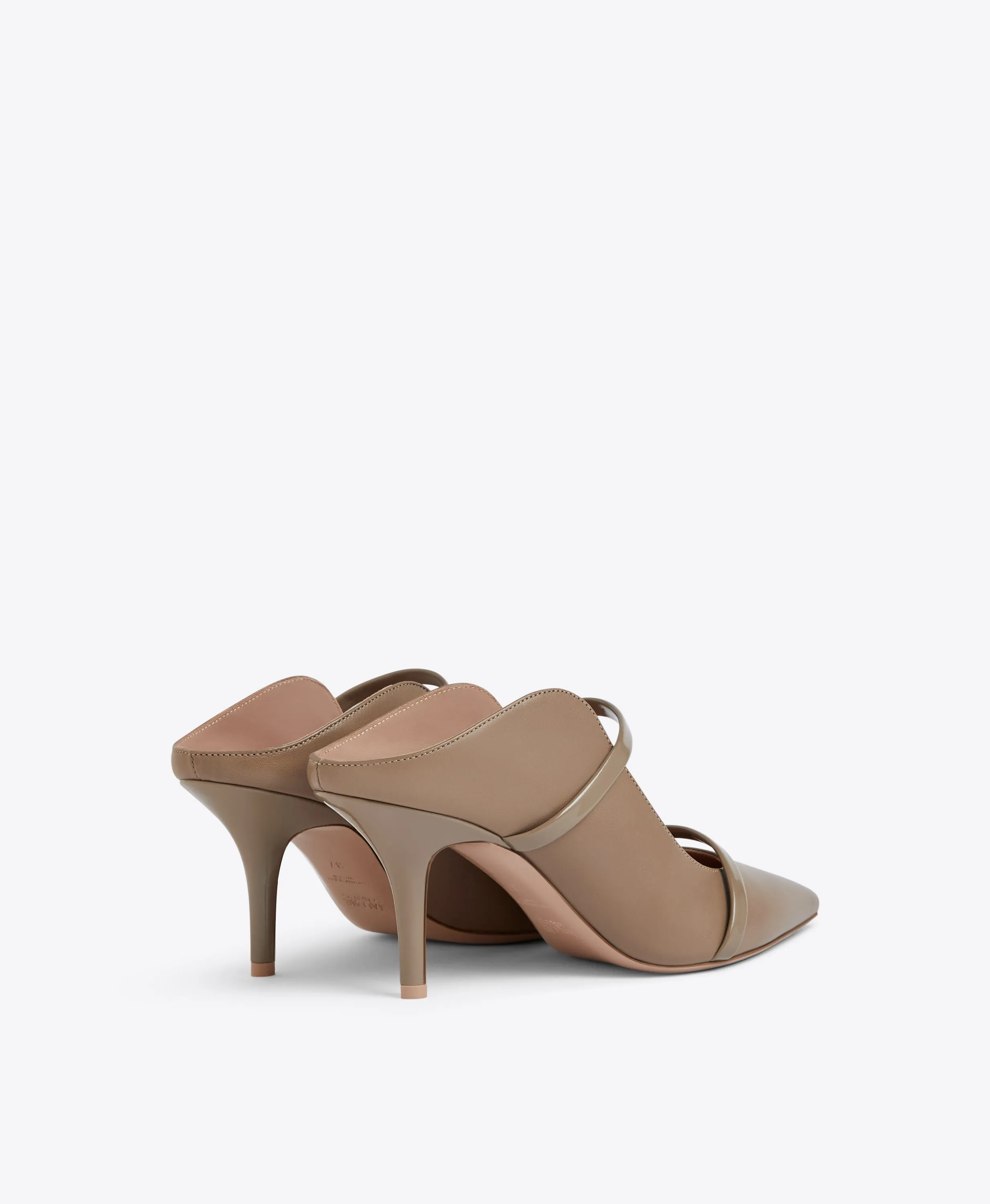 Maureen 70 Taupe Leather Mules