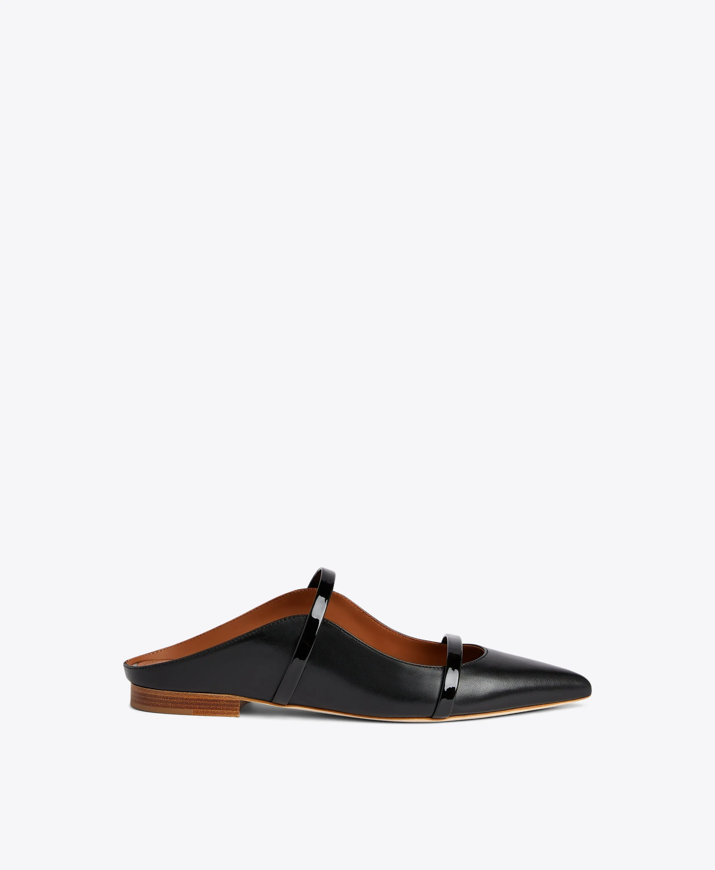 Maureen Black Leather Flat Mules