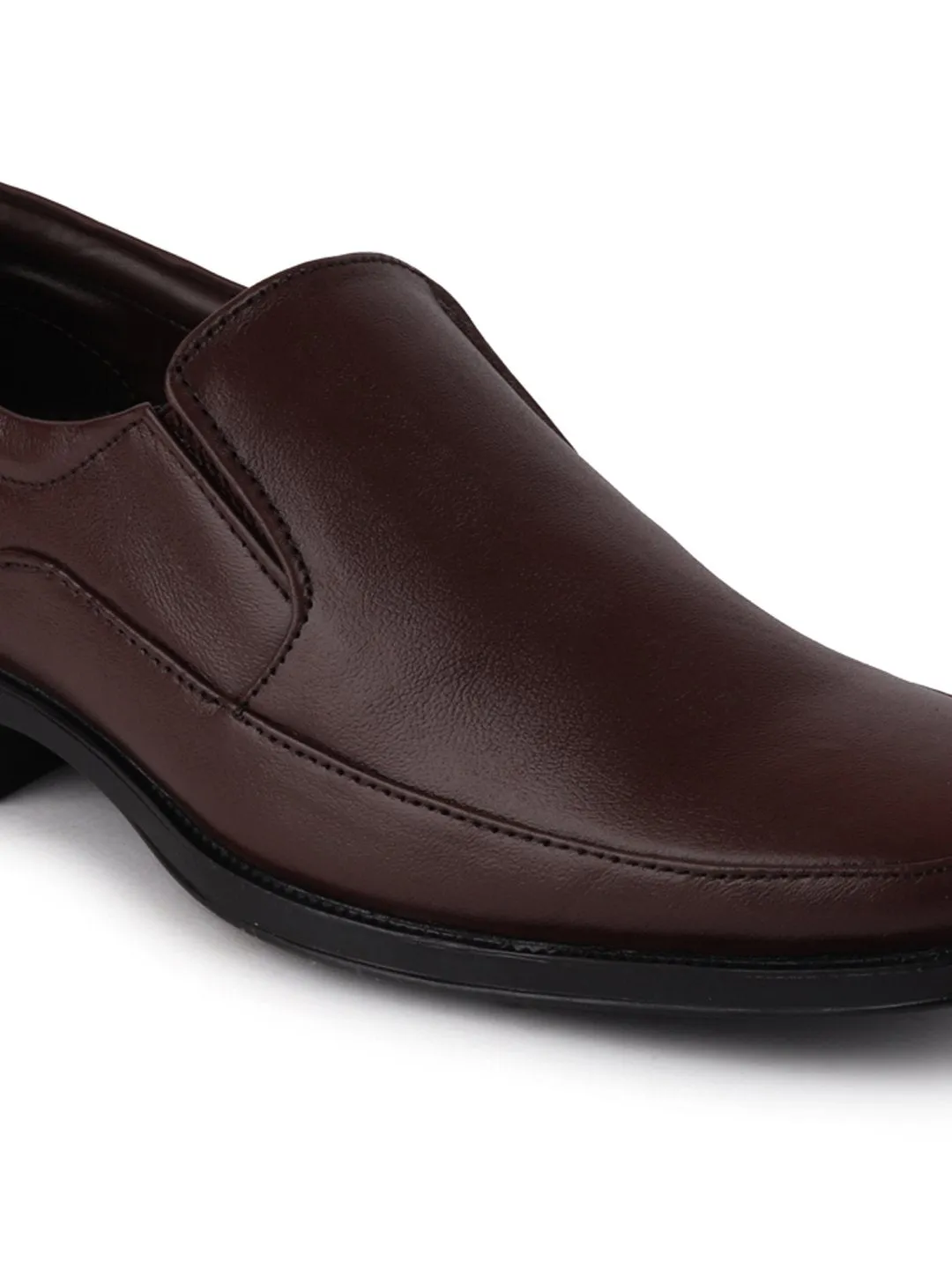 Men Brown Formal Leather Slip-On Shoes