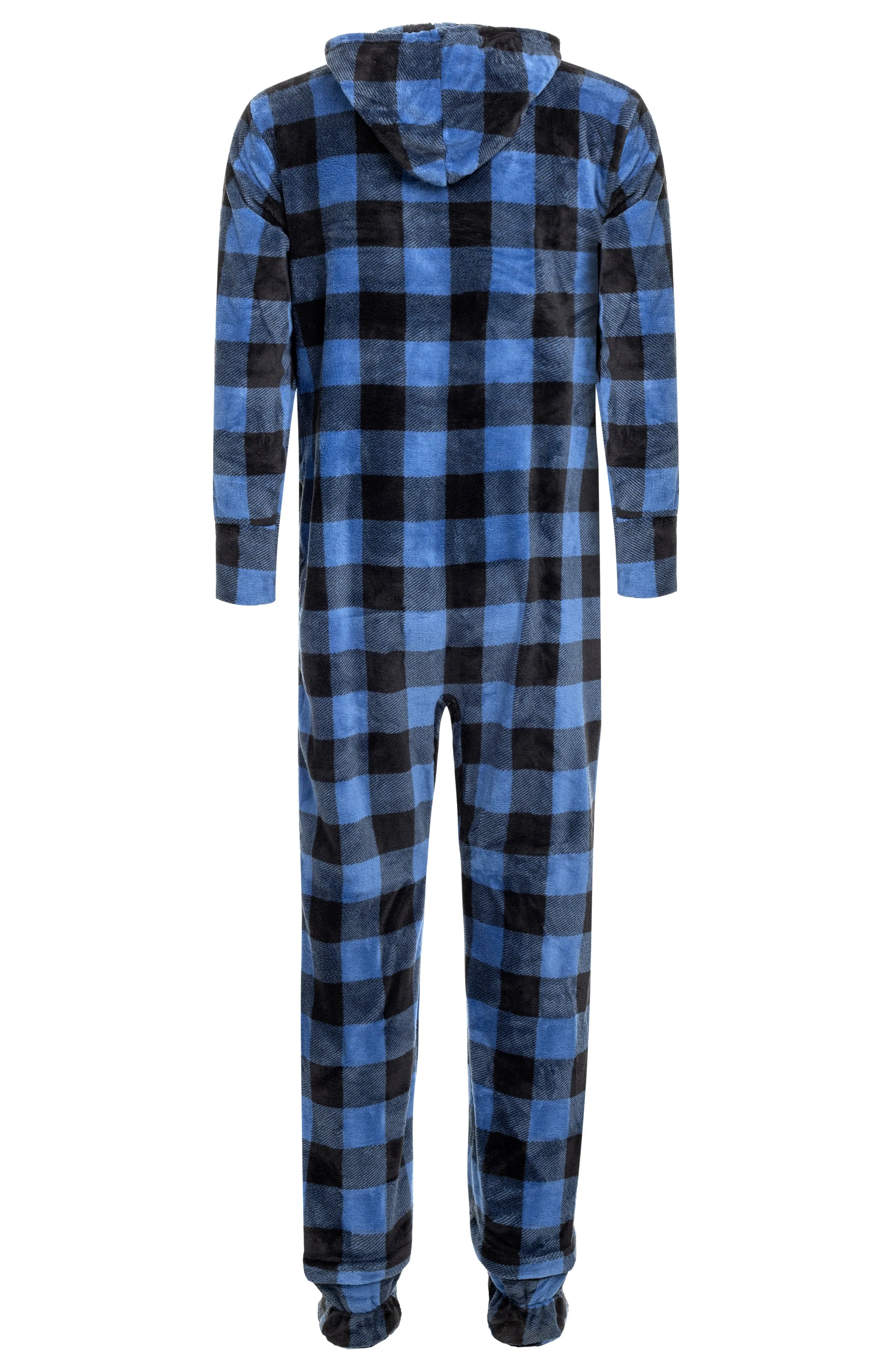 Men's Hooded Footed Adult Onesie Pajamas, Plush Winter PJs with Hood