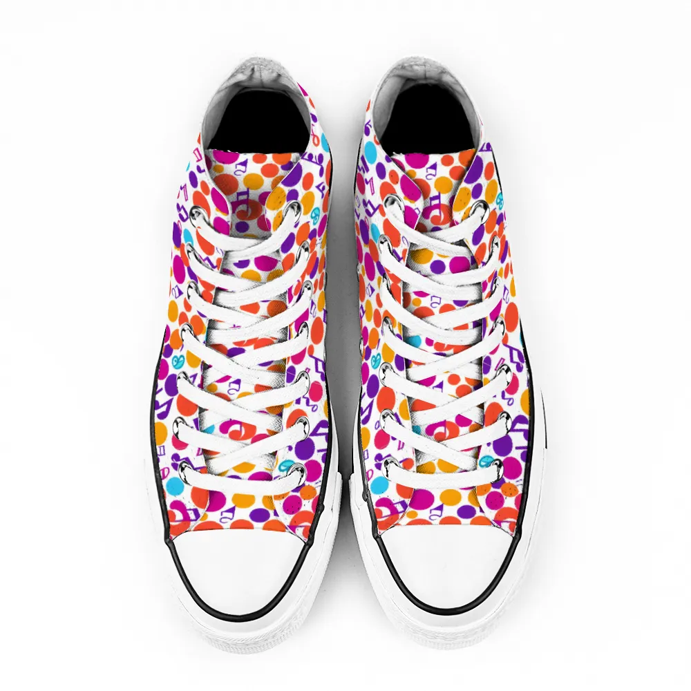 Musical Pattern Collection - Classic Unisex High Top Canvas Sneakers