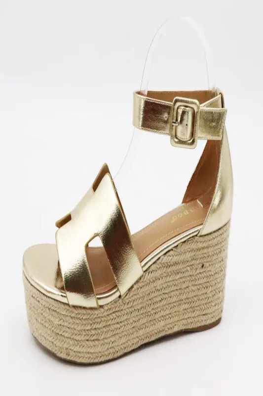 Open Toe Espadrille Wedge Sandal