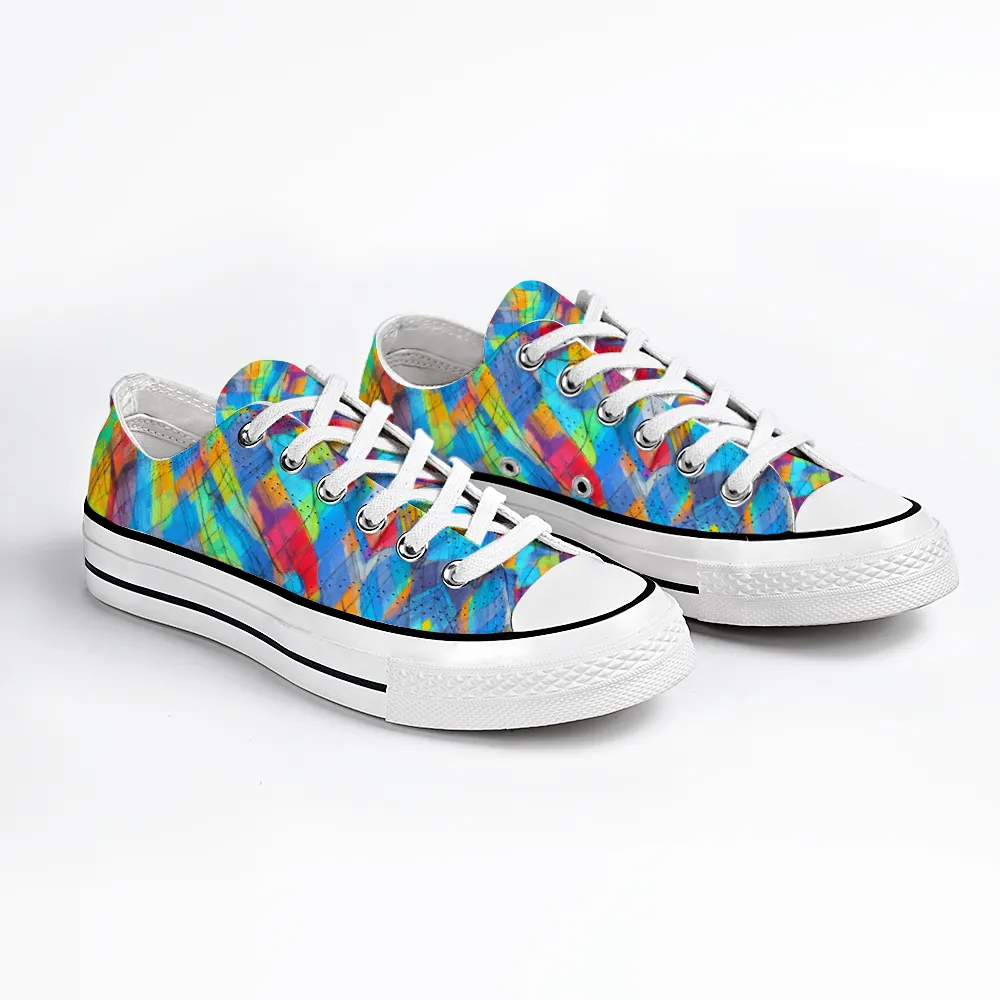 Plaid Pattern Collection - Classic Unisex Low Top Canvas Sneakers