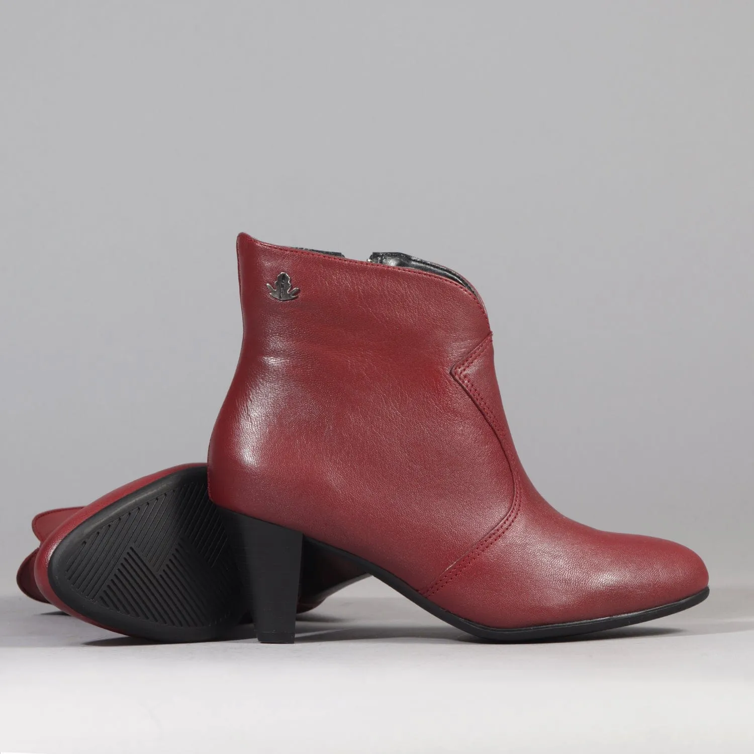 Pointed Ankle Boot in Red - 12528