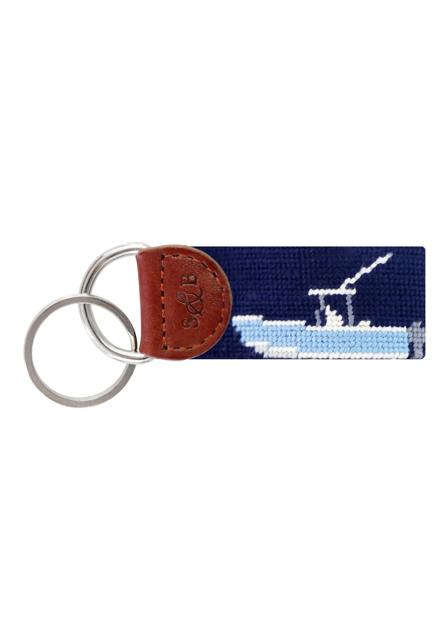 POWER BOAT NEEDLEPOINT KEY FOB