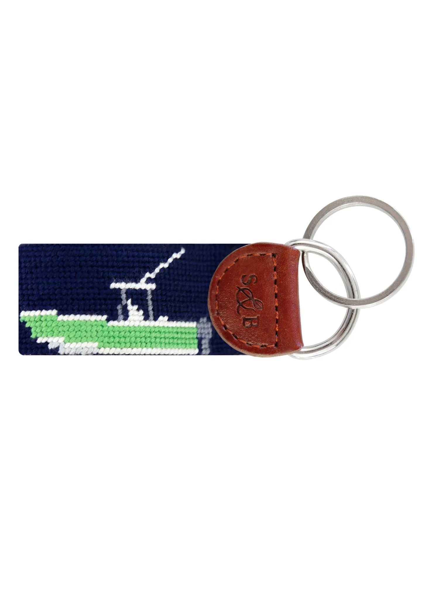 POWER BOAT NEEDLEPOINT KEY FOB