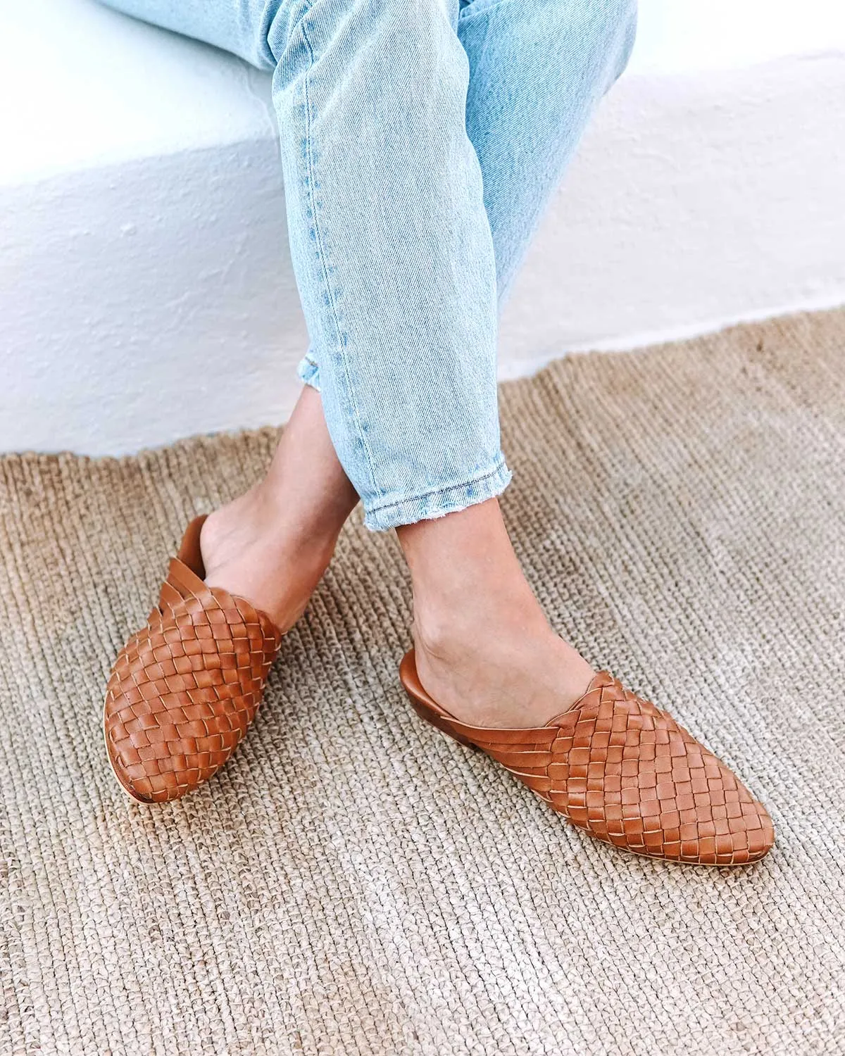 Prague Woven Mule - Cognac