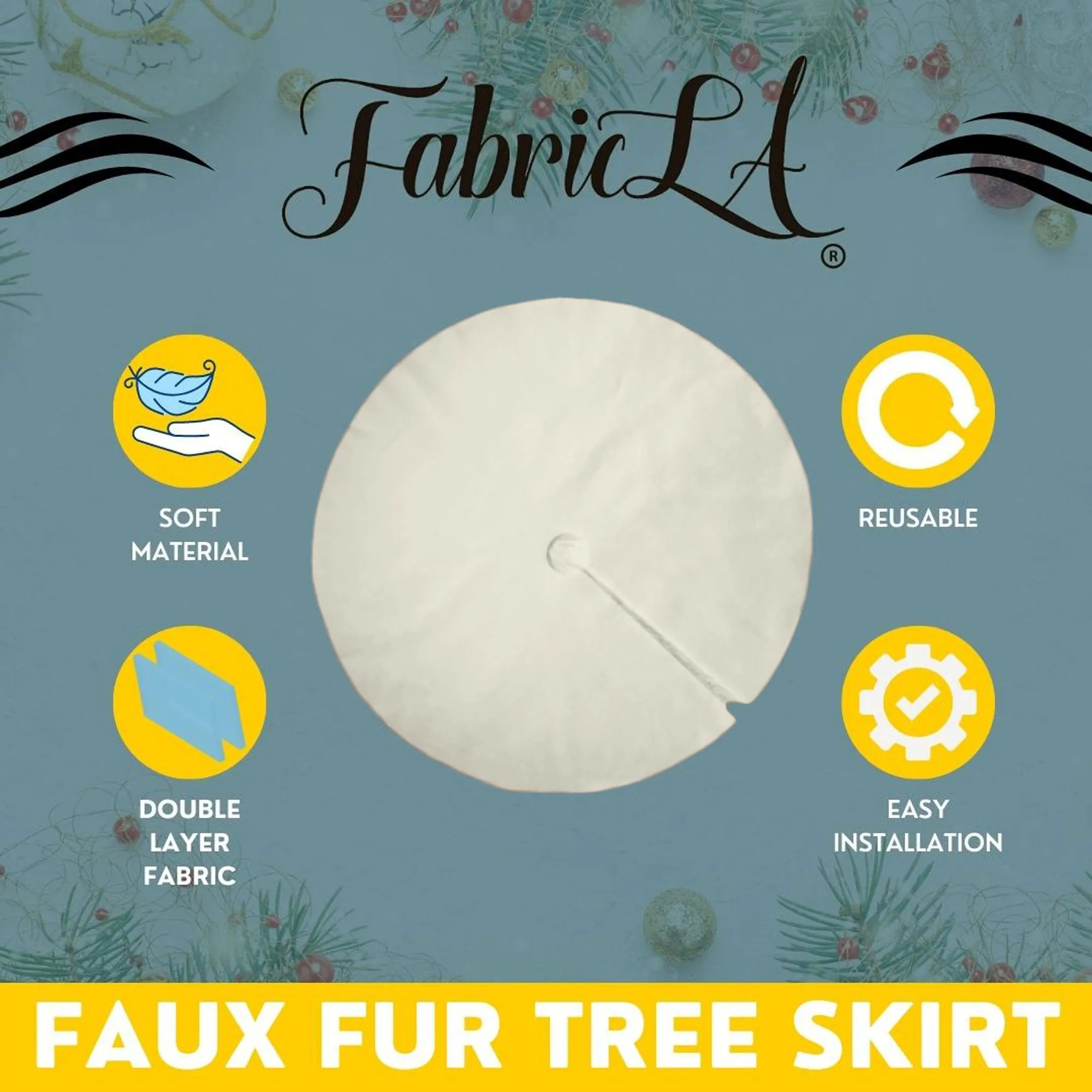 Premium Faux Fur Christmas Tree Skirt - 60 Inch | Luxurious Holiday Decorations