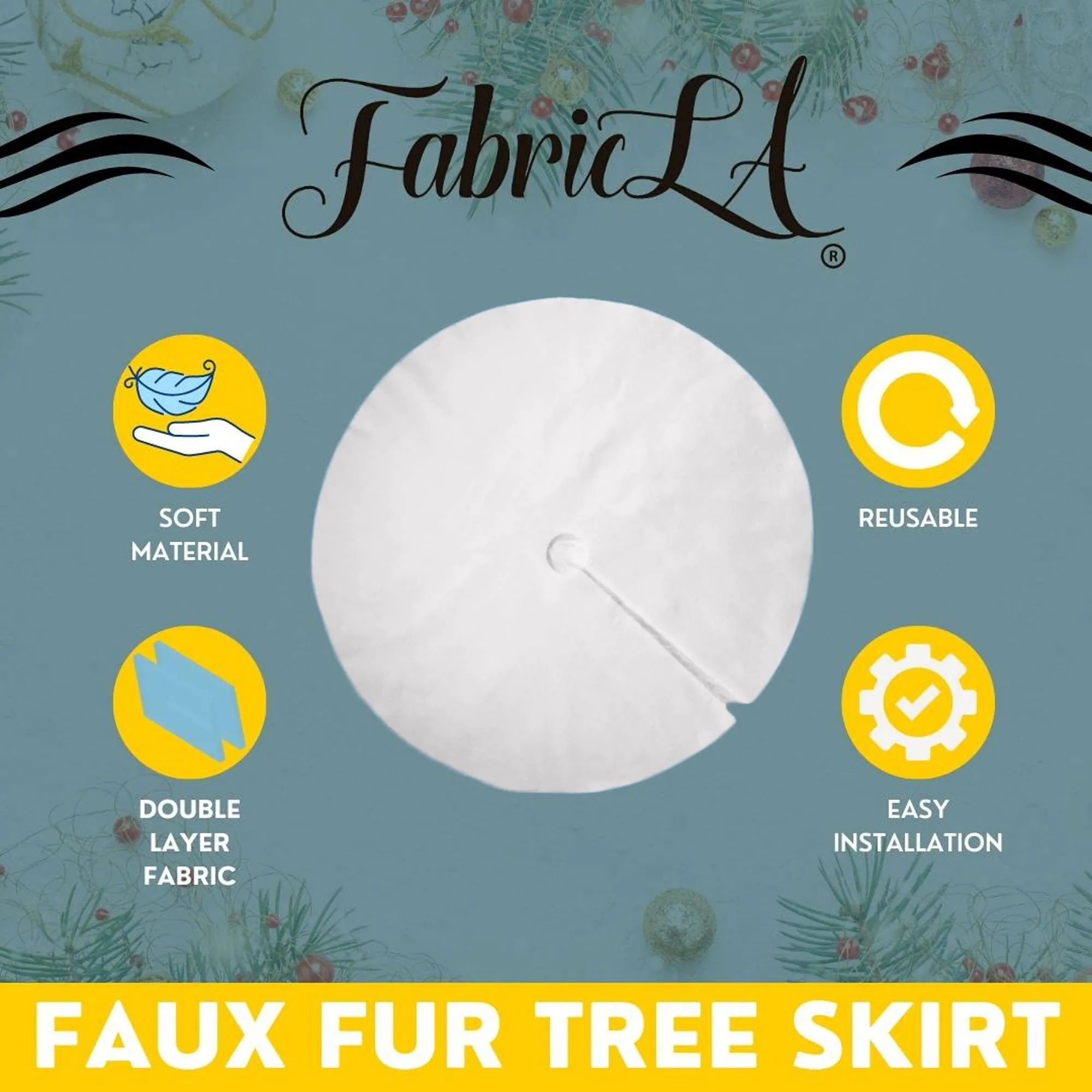 Premium Faux Fur Christmas Tree Skirt - 60 Inch | Luxurious Holiday Decorations