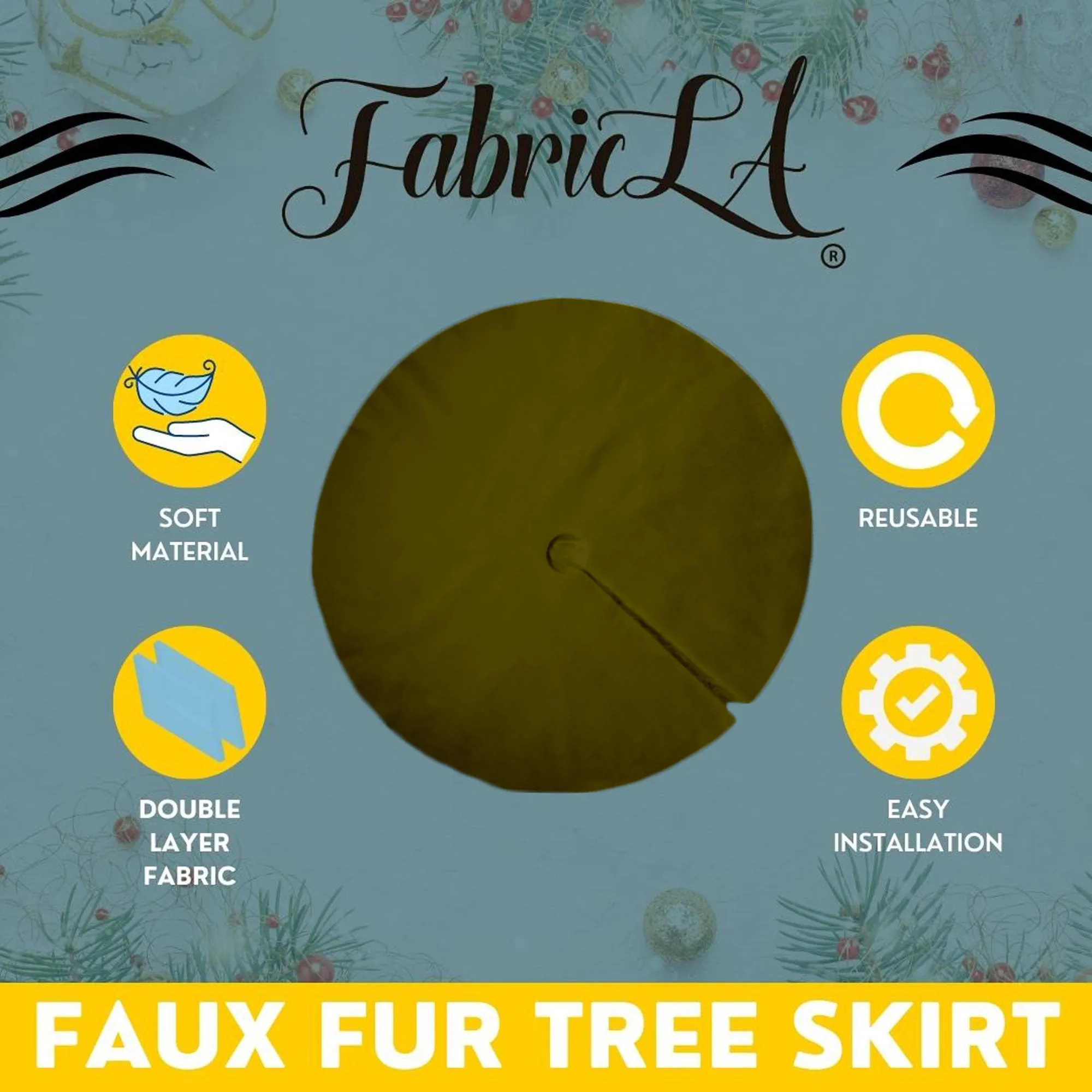 Premium Faux Fur Christmas Tree Skirt - 60 Inch | Luxurious Holiday Decorations