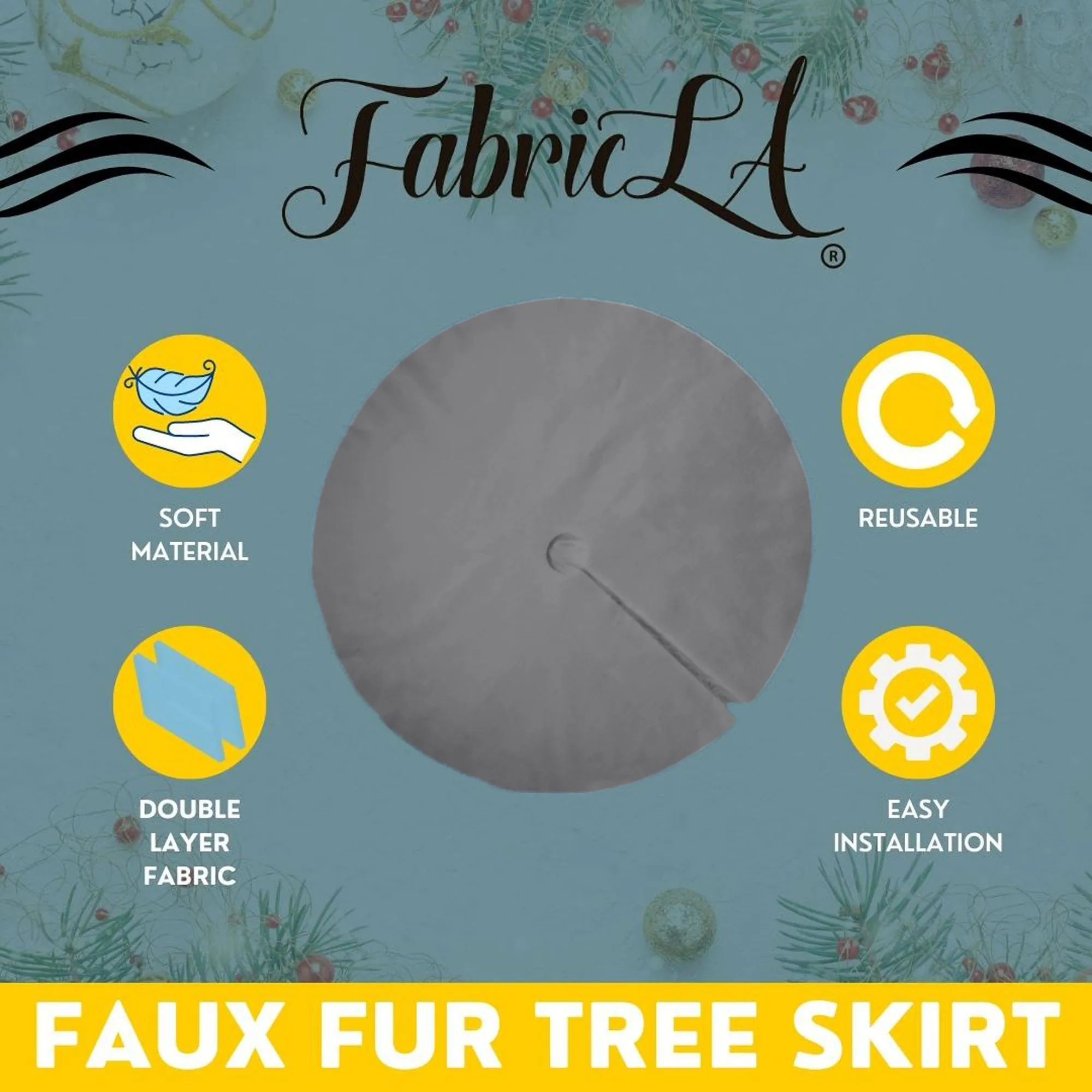 Premium Faux Fur Christmas Tree Skirt - 60 Inch | Luxurious Holiday Decorations