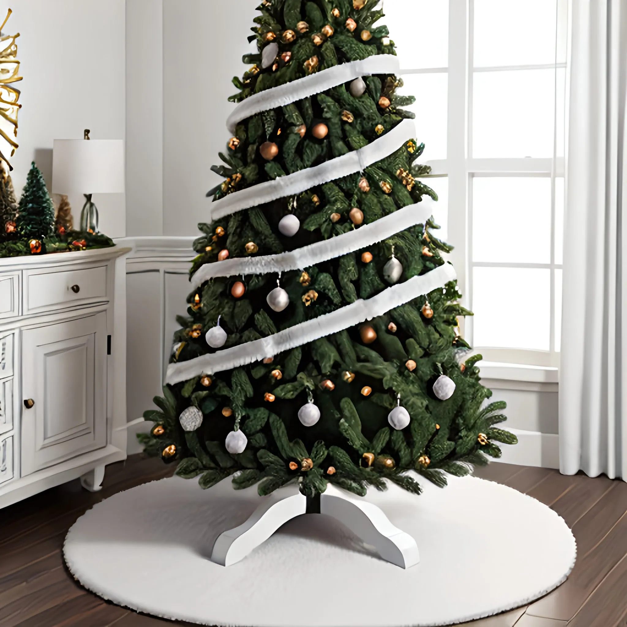 Premium Faux Fur Christmas Tree Skirt - 60 Inch | Luxurious Holiday Decorations