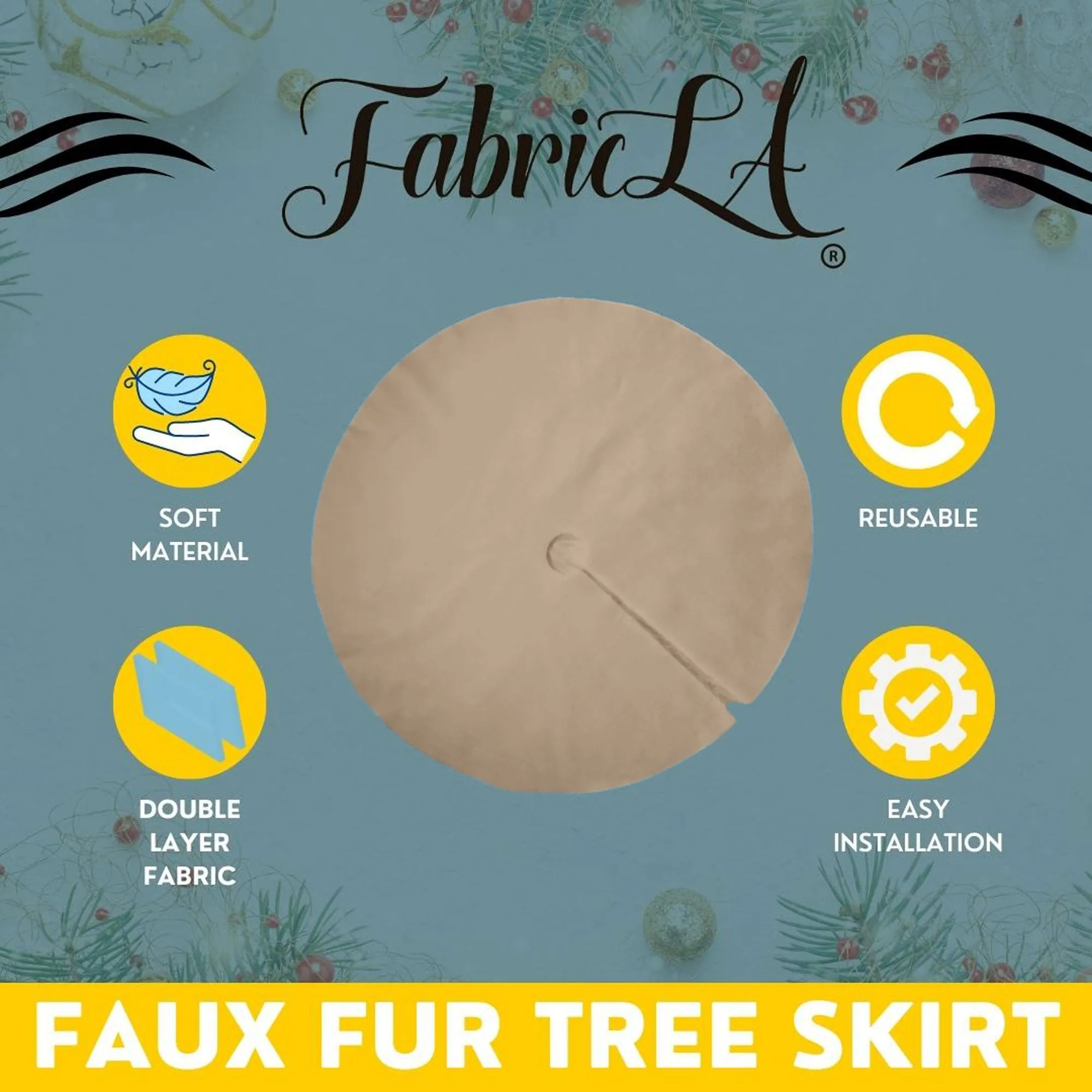 Premium Faux Fur Christmas Tree Skirt - 60 Inch | Luxurious Holiday Decorations