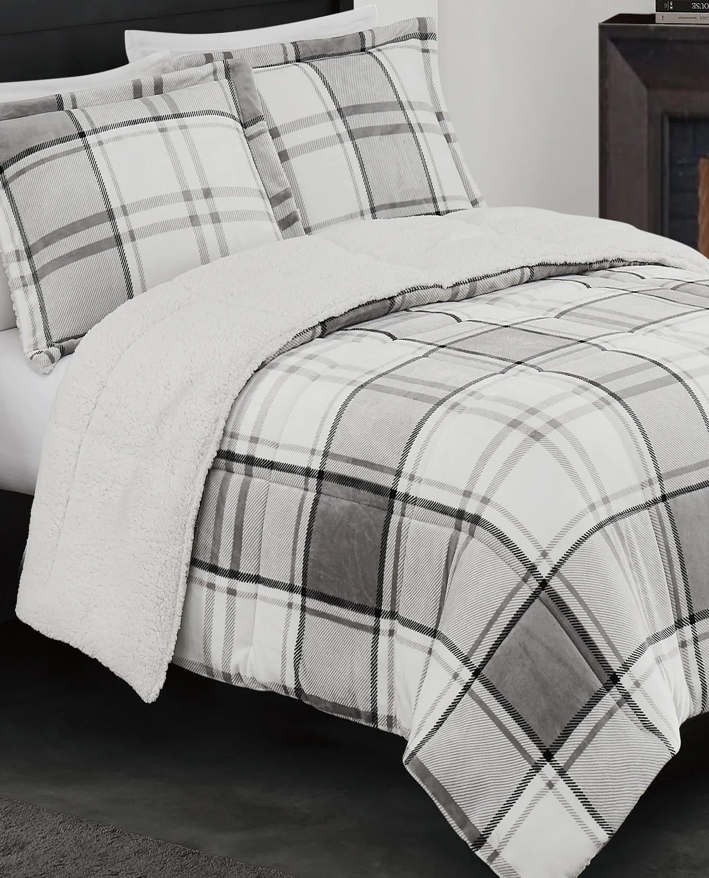 RONNIE PLAID 3 PIECE COMFORTER SET