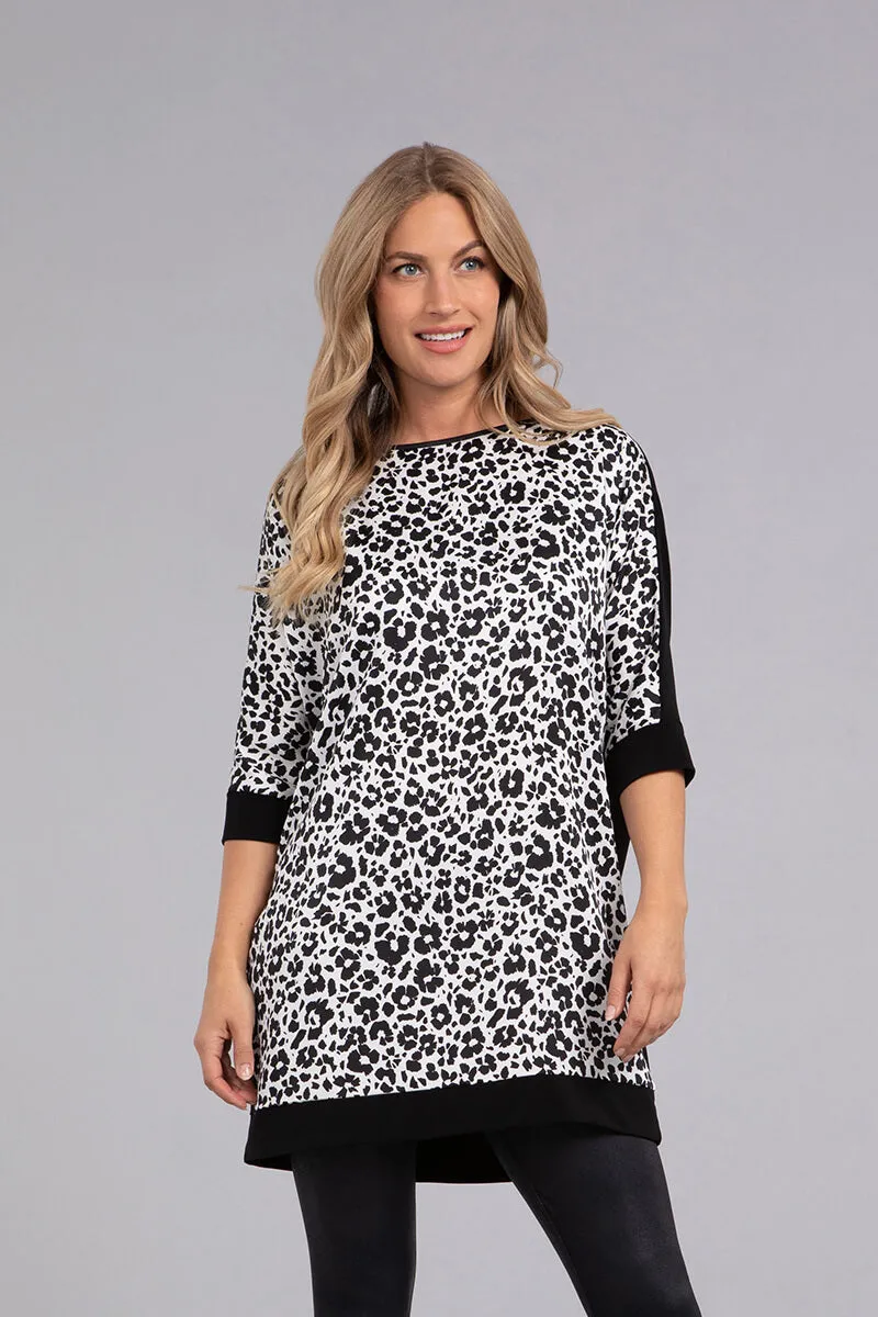 Satin Boat Neck Tunic | Animal Floral