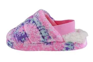 Toddler Girls Tie Dye Soft Boa Quilted Slipper