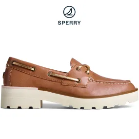 Women's Chunky 2-Eye Leather Boat Shoe Tan (STS89096)