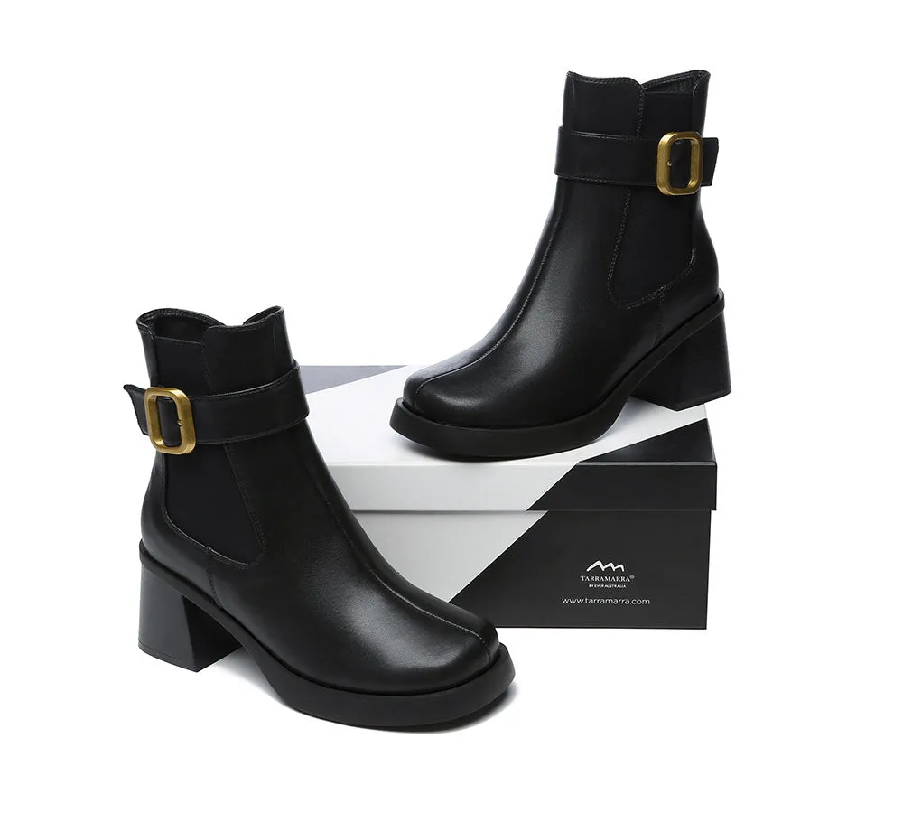 Women'S Leather Heels Ankle Zipper Boots Jane