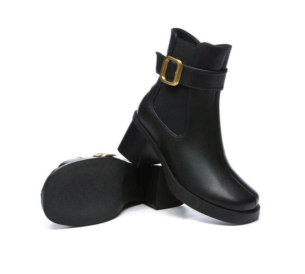 Women'S Leather Heels Ankle Zipper Boots Jane