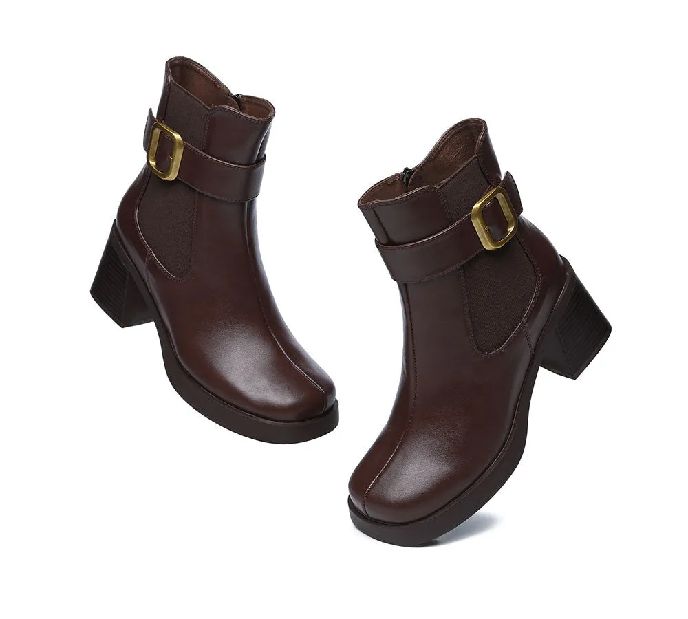 Women'S Leather Heels Ankle Zipper Boots Jane