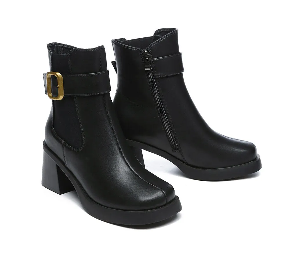 Women'S Leather Heels Ankle Zipper Boots Jane