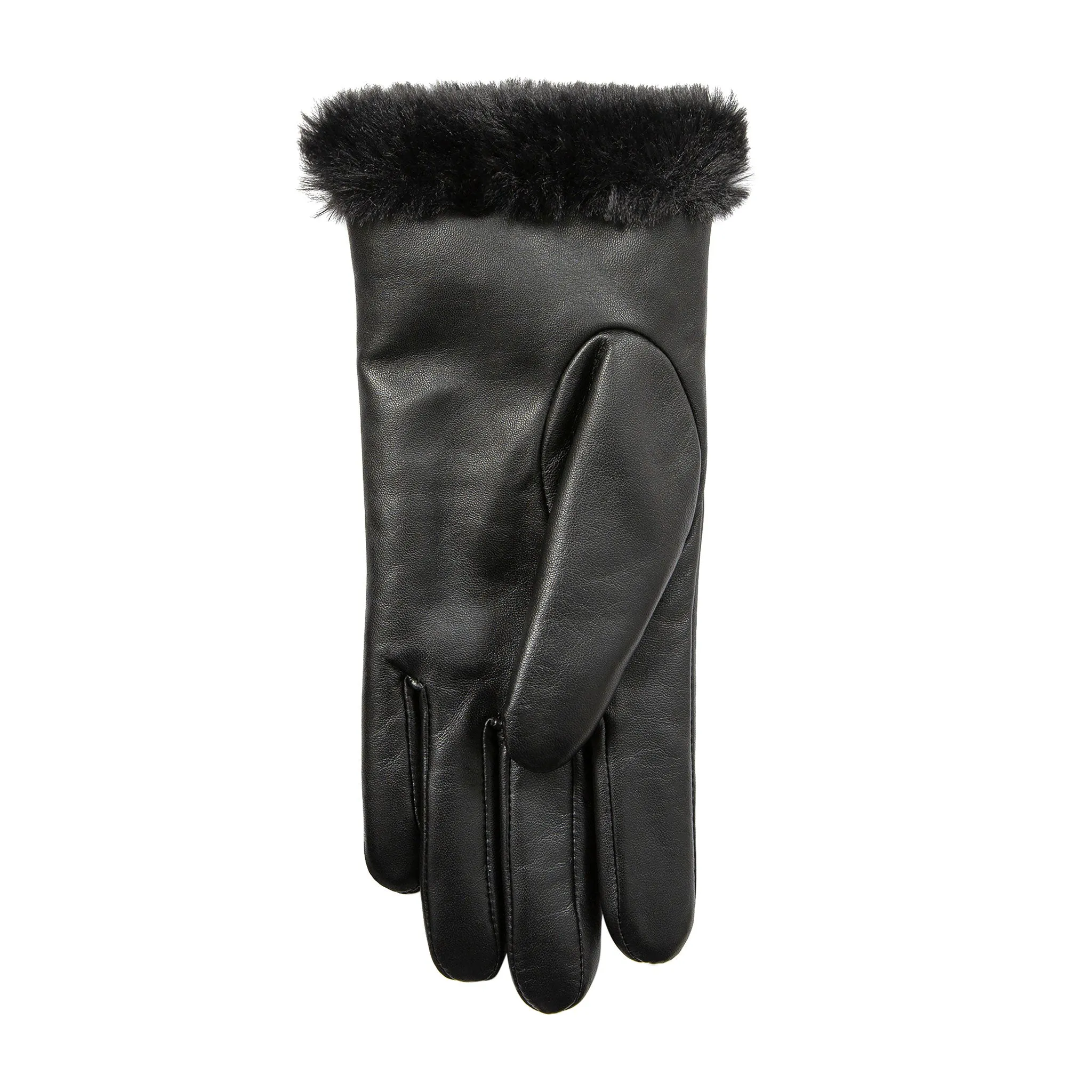 Women’s Touchscreen Faux Fur-Lined Leather Gloves with Zip