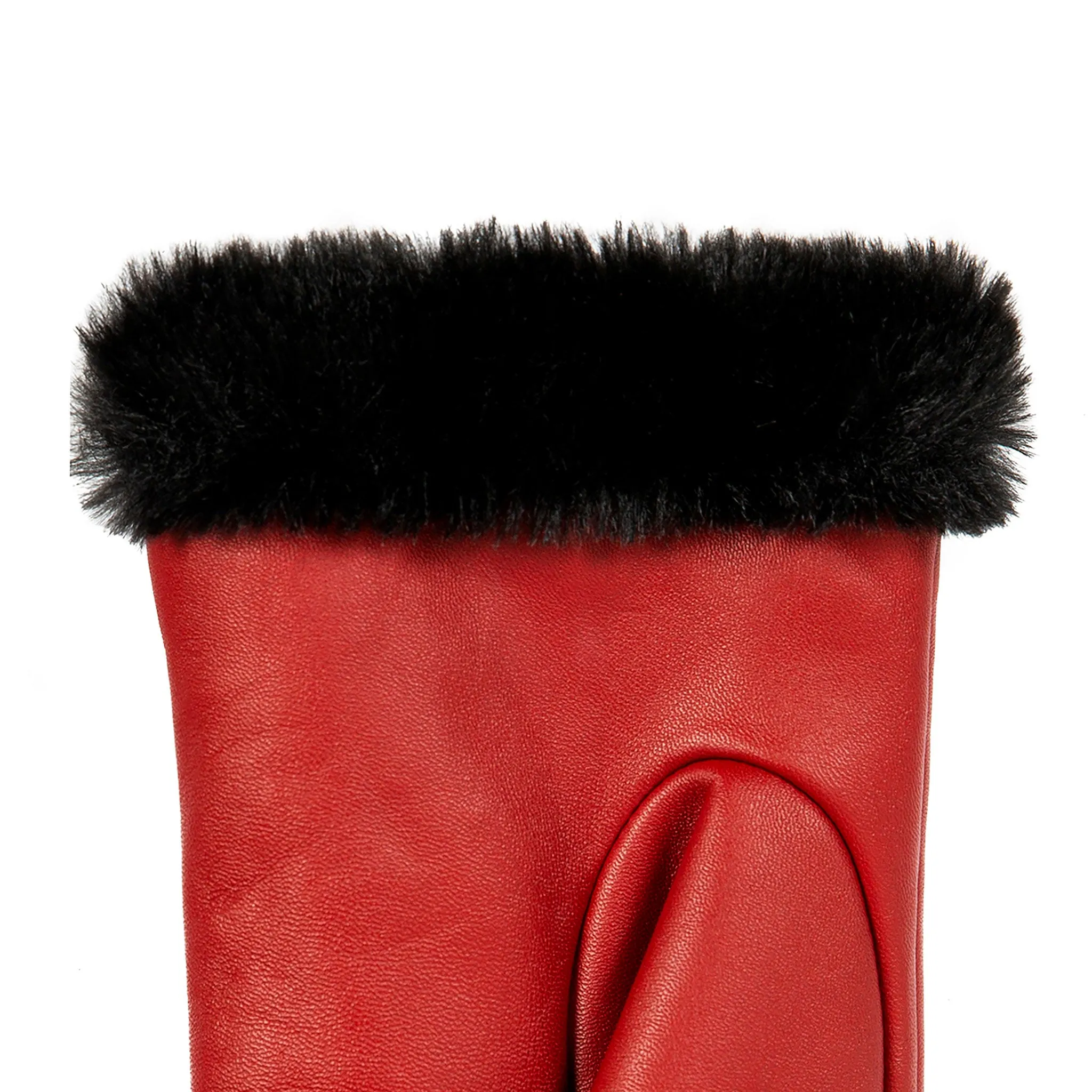 Women’s Touchscreen Faux Fur-Lined Leather Gloves with Zip