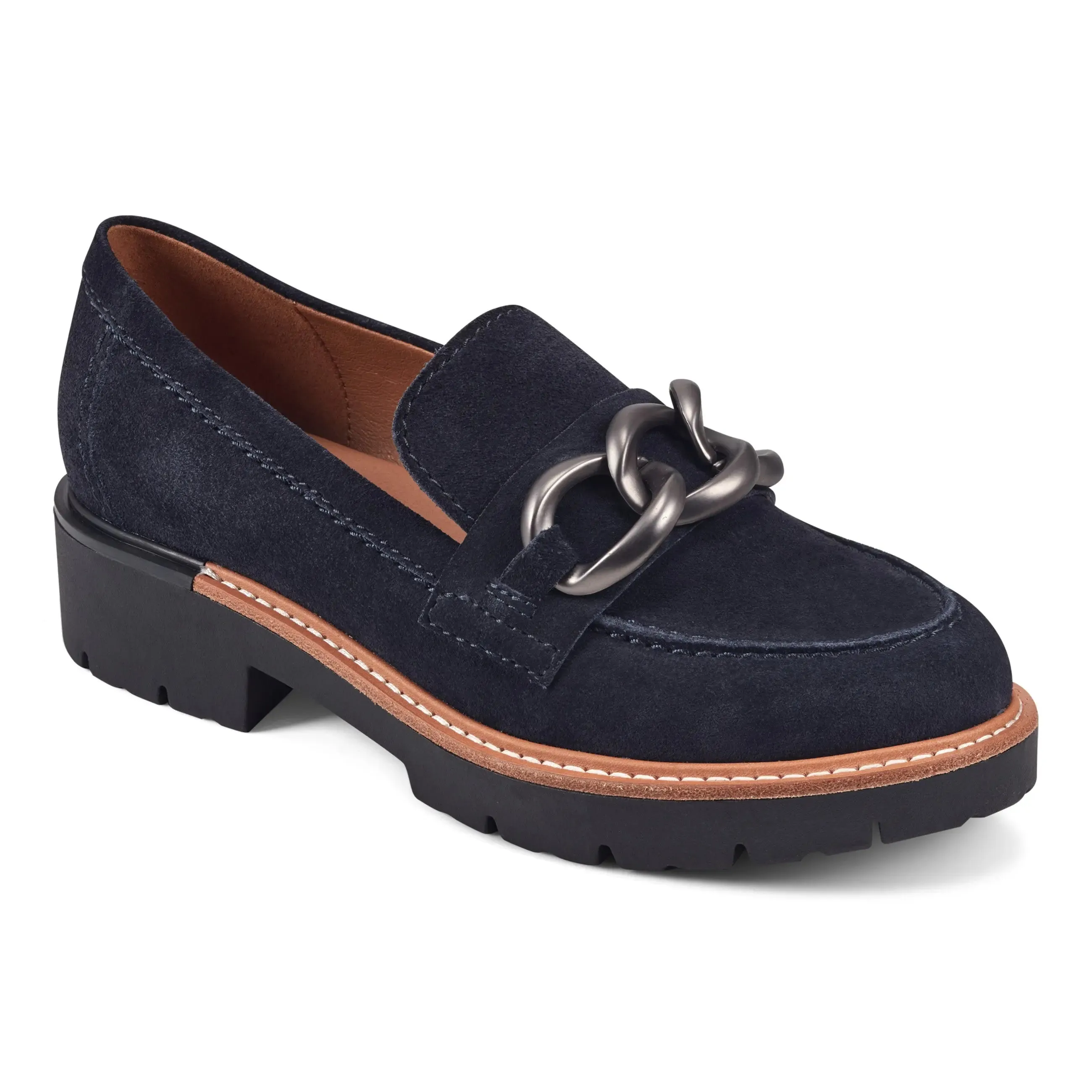 Zalor Round Toe Lug Sole Casual Slip-on Loafers